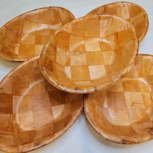 Retro Natural Wood Serving Bowls